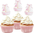 24 Pcs Sailboat Cupcake Toppers, Nautical Cupcake Toppers (pink) | Food Fruit Picks for Decoration Party Favors