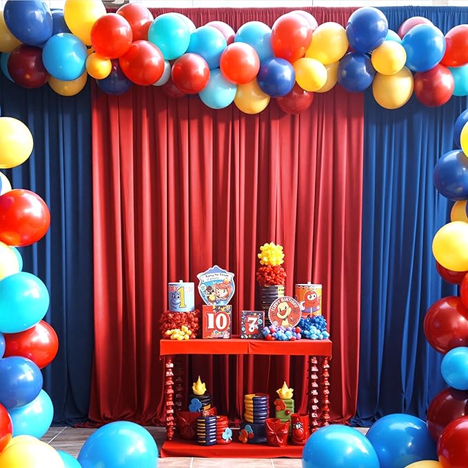 60×12ft Wrinkle Free Red Backdrop Curtain for Wedding Parties,12 Panels 5×12ft Long Soft Silky Polyester Backdrop Drapes Red Photo Back Drop Curtains for Photography Stage Christmas Background Cloth