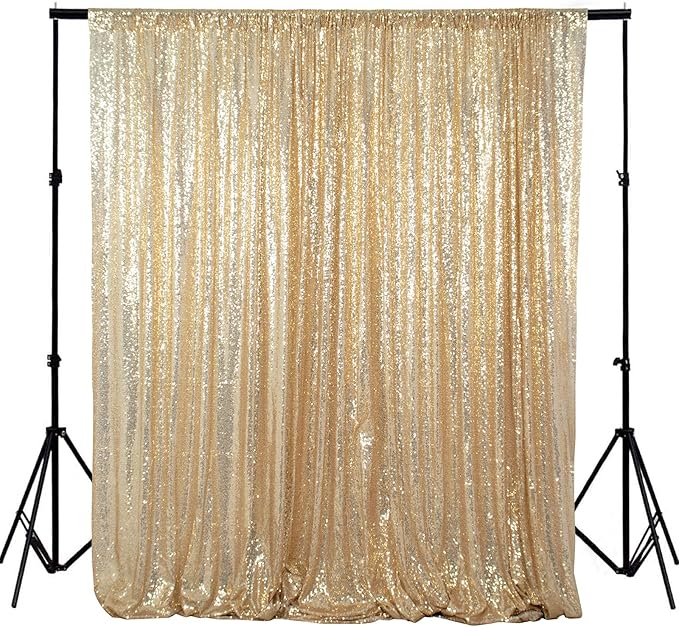 ShinyBeauty PHOTOBOOTH Backdrop - 4FTx7FT - Light Gold Sequin Fabric, Wedding & Rust Backdrop, Photography Curtains