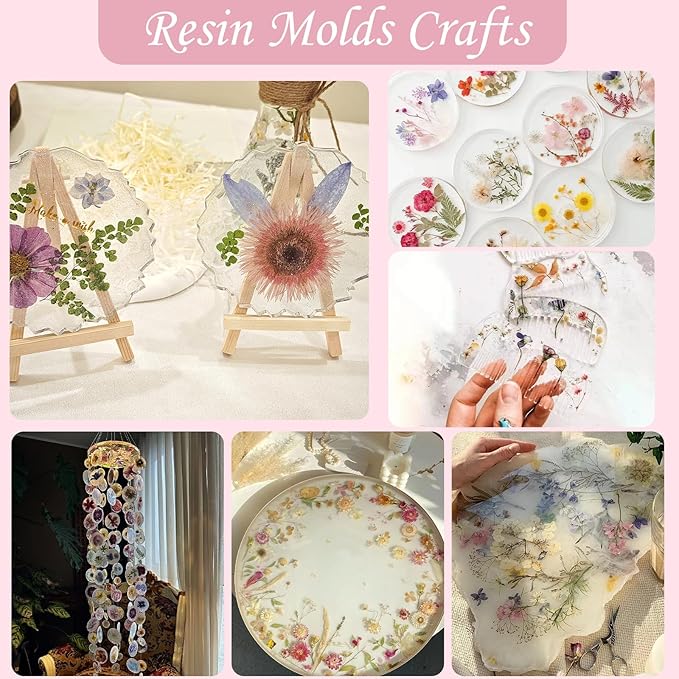 120P 4-Color Mixed Foliage Dried Flowers for Crafts, Real Natural Pressed Flowers for Resin Art, DIY Crafts, Jewelry & Candle Making – Tweezers Included