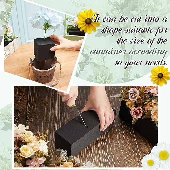 Lallisa 12 Pcs Reusable Floral Foam Blocks Water Weather Resistant Dry Floral Foam for Artificial Flower Arrangements Outdoor Flower Boxes Outside Hanging Planters Wedding Home Decor (9 x 3 x 3")