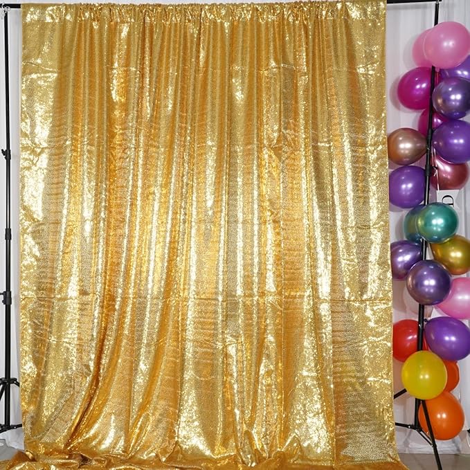 Poise3EHome 7Ft x 7Ft Gold Sequin Backdrop, Glitter Thick Satin Sequin Background Drapes Sequence Xmas Thanksgiving Backdrop for Wedding Party Holiday Festival Decor