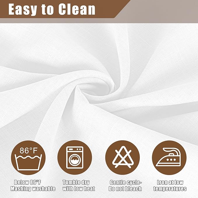 Fitable Faux Linen Round Tablecloths 90 Inch, 6 Pack - Fabric Textured Table Clothes for Round Folding Tables, Washable Neutral Table Covers for Wedding, Party, Banquet, Birthday, White
