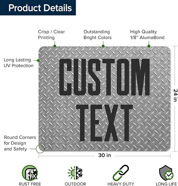 Custom Sign, Custom Street Sign, 11 Font Colors, 13 Font Styles, 4 Hole Options, 22 Sizes, 24x30 Inches, Rust Free DiBound, Fade Resistant, Made in USA by My Sign Center (Diamond Metal)
