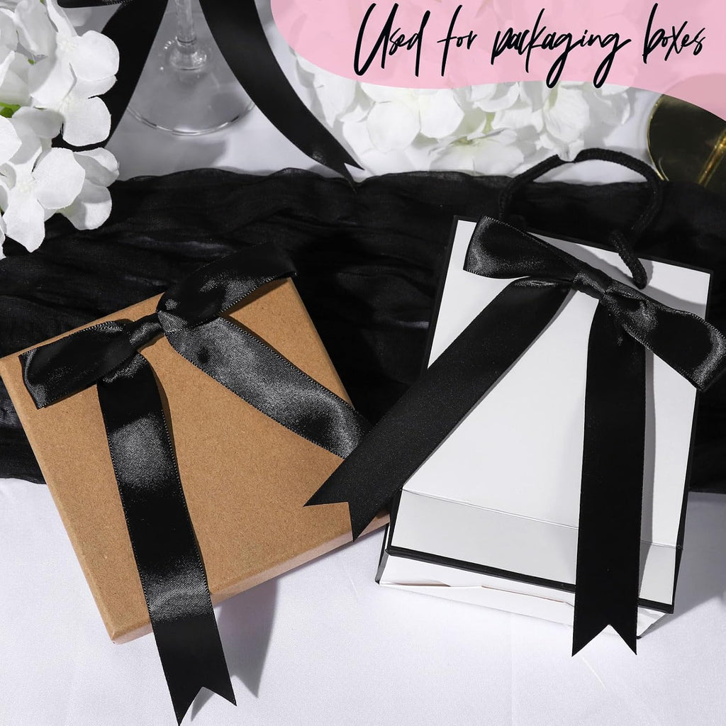 YGDZ Black Bows 30PCS, Satin Ribbon 5x7'' Large Black Bow for Champagne Bottle Wrapping, Balloons, Twist Tie Bows Decorations for Party, Cake, Craft, Gift