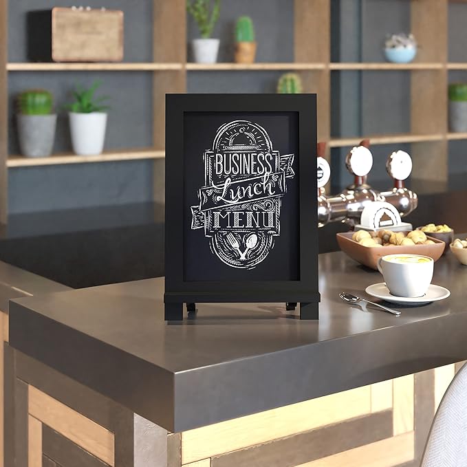 HBCY Creations Black Wooden Tabletop Chalkboard with Legs/Vintage Wedding Table Sign/Small Kitchen Countertop Memo Board/Antique Wooden Frame (9.5” x 14” Inches) (4 - Black)