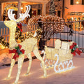 shintenchi christmas lighted reindeer and sleigh decor, outdoor, main product view