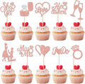 30 PCS He Asked She Said Yes Cupcake Toppers Glitter Wedding Engagement Cupcake Picks Miss to Mrs I Do Love Heart Ring Miss to Mrs Cake Decorations for Wedding Engagement Party Supplies Rose Gold
