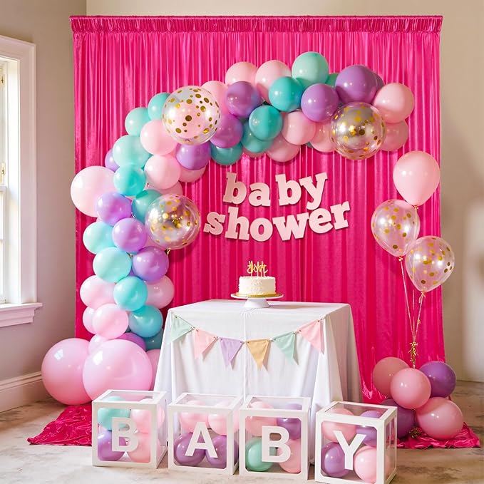 10x10ft Shimmer Hot Pink Sequin Backdrop Curtain for Parties, Thick Wrinkle Free Glitter Fuchsia Photo Backdrop Drapes Curtains for Birthday Wedding Halloween Photography Background-2 Panels 5x10ft