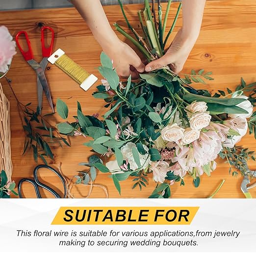 MECCANIXITY 114 Yards/345 Feet 27 Gauge Metal Floral Wire Green Flexible Paddle Thin Floral Wires for Craft, Christmas Wreath, Flower Arrangement, Wedding, Total 3 Roll