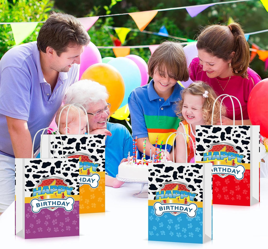 HDJY 16PCS Cartoon Dog Birthday Party Goodie Bags, Favors Bags, Candy Bags, Decoration, 8.26in x 5.9in x 3.14in