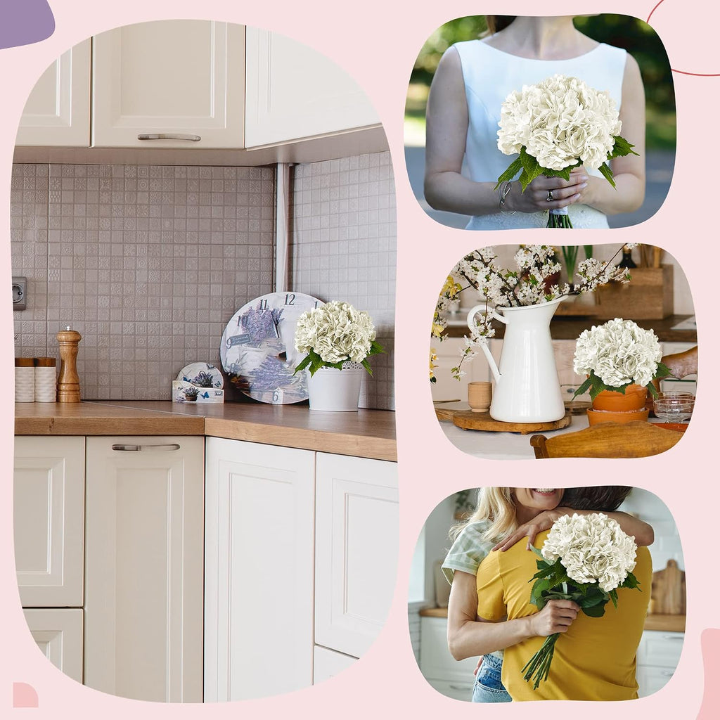 yatim 21in white artificial hydrangea flowers with stems on a desk or shelf
