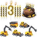 12 Pcs Construction Birthday Candles, Number 3 Candle Construction Cake Topper, Digger Cake Topper for Boys Girls Construction Birthday Party Supplies Decorations