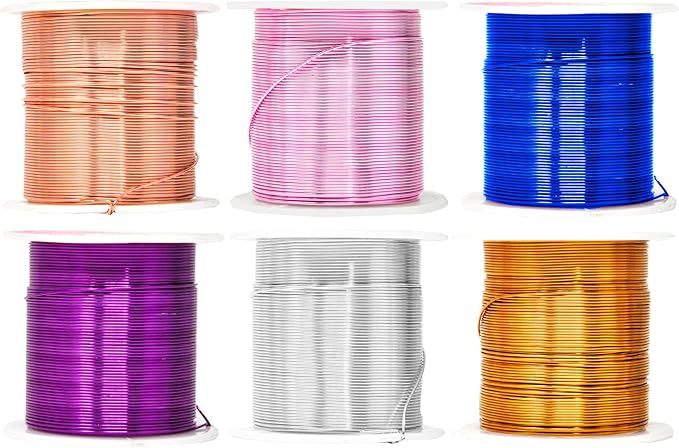 Mandala Crafts 14 Gauge Anodized Aluminum Craft Wire for Jewelry Making – 330 FT Colored Flexible Silver Copper Gold True Blue Purple Pink Wire - Bendable for Bonsai Armature Crafting Sculpting