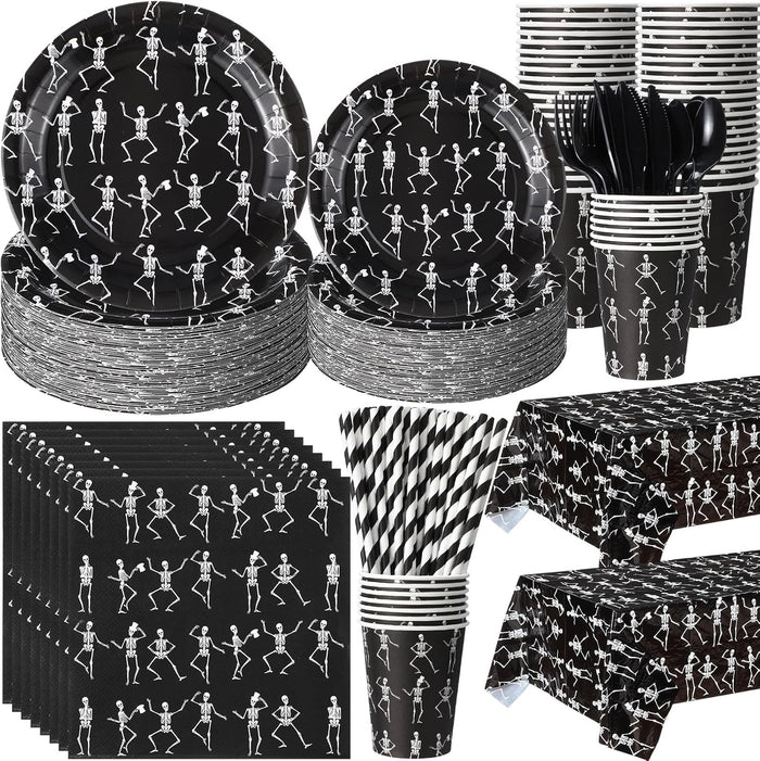 Funnymoom 452 Pcs Halloween Skeleton Party Decoration Supplies, Serves 50
