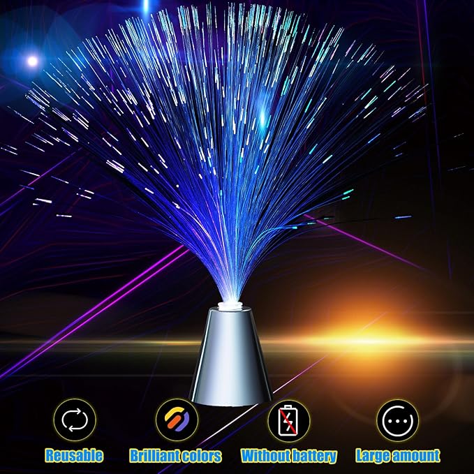 Patelai 16 Pcs LED Fiber Optic Lamp Color Changing Fiber Optic Night Light with Multicolor Glow Decorative Table Centerpiece for Sensory Bedroom Halloween Party Holiday Decorations (Stylish,Blue)