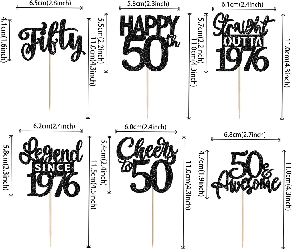 24PCS Black Happy 50th Birthday Cupcake Toppers Fifty Straight Outta 1976 Cupcake Picks Cheers to 50 Lengend Since 1976 Cake Decorations for 50th Birthday Anniversary Party Decorations Supplies