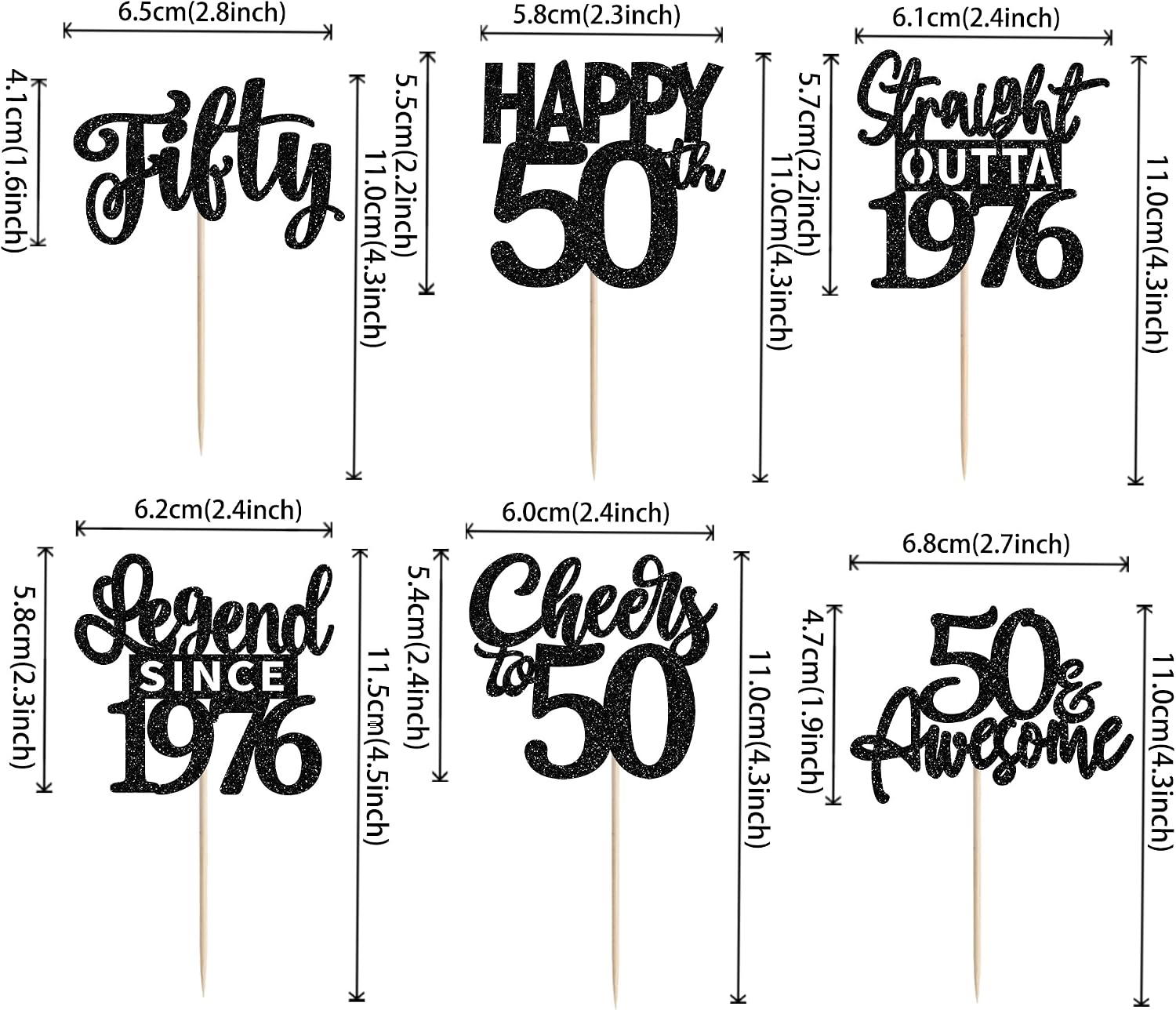 24PCS Black Happy 50th Birthday Cupcake Toppers Fifty Straight Outta 1976 Cupcake Picks Cheers to 50 Lengend Since 1976 Cake Decorations for 50th Birthday Anniversary Party Decorations Supplies