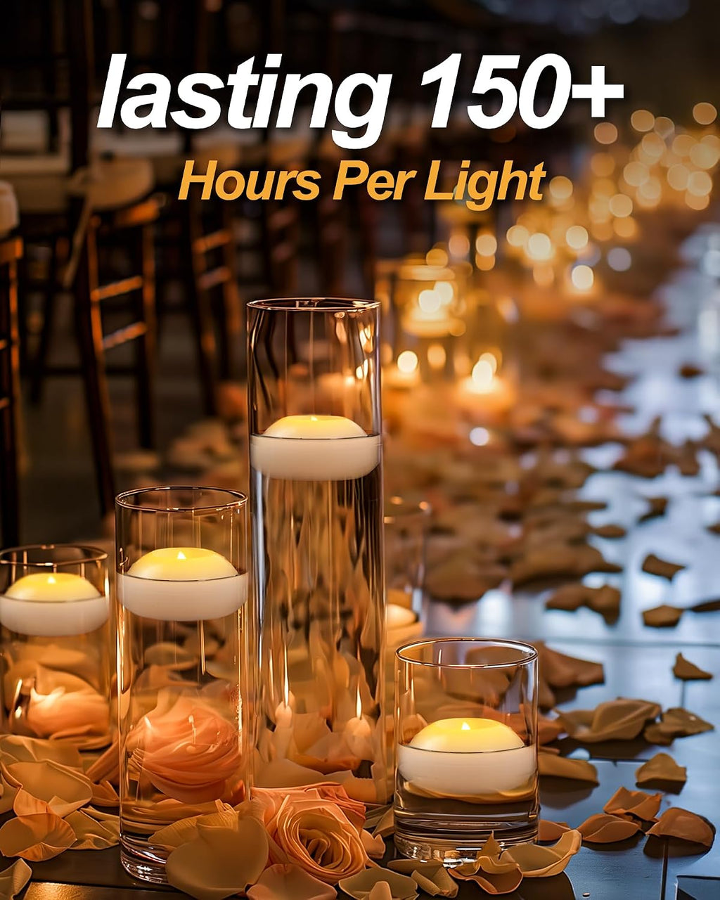 Homemory 3 Inch Flameless Floating Candles, White Real Wax, 100+ Hour, Battery Flickering Waterproof Tealights-Wedding Centerpiece, Engagement, Dinner Parties, Beach Parties, Home Decor, Set of 12