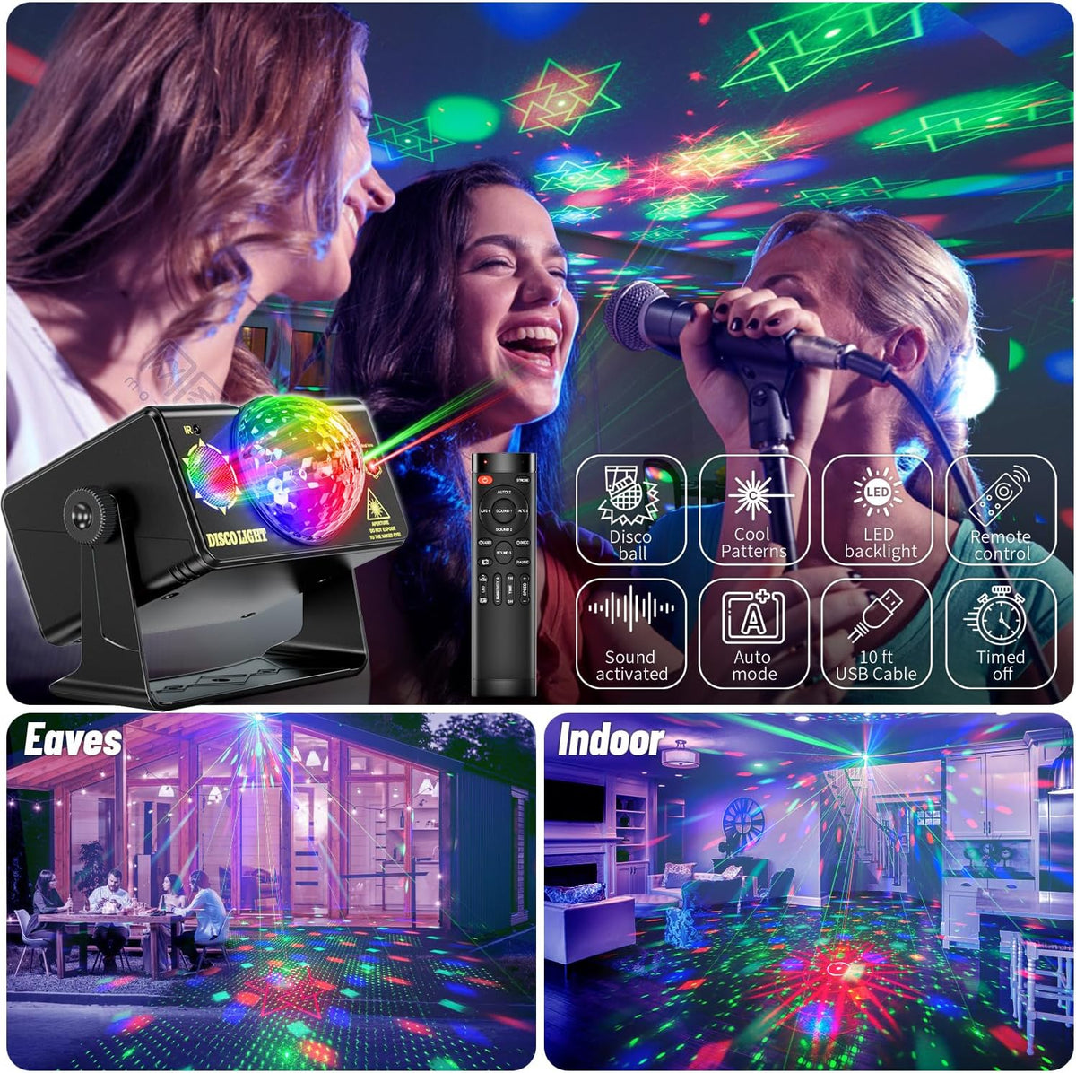Party Lights Dj Disco Light Disco Ball Light LED Stage Strobe Lights Projecto...