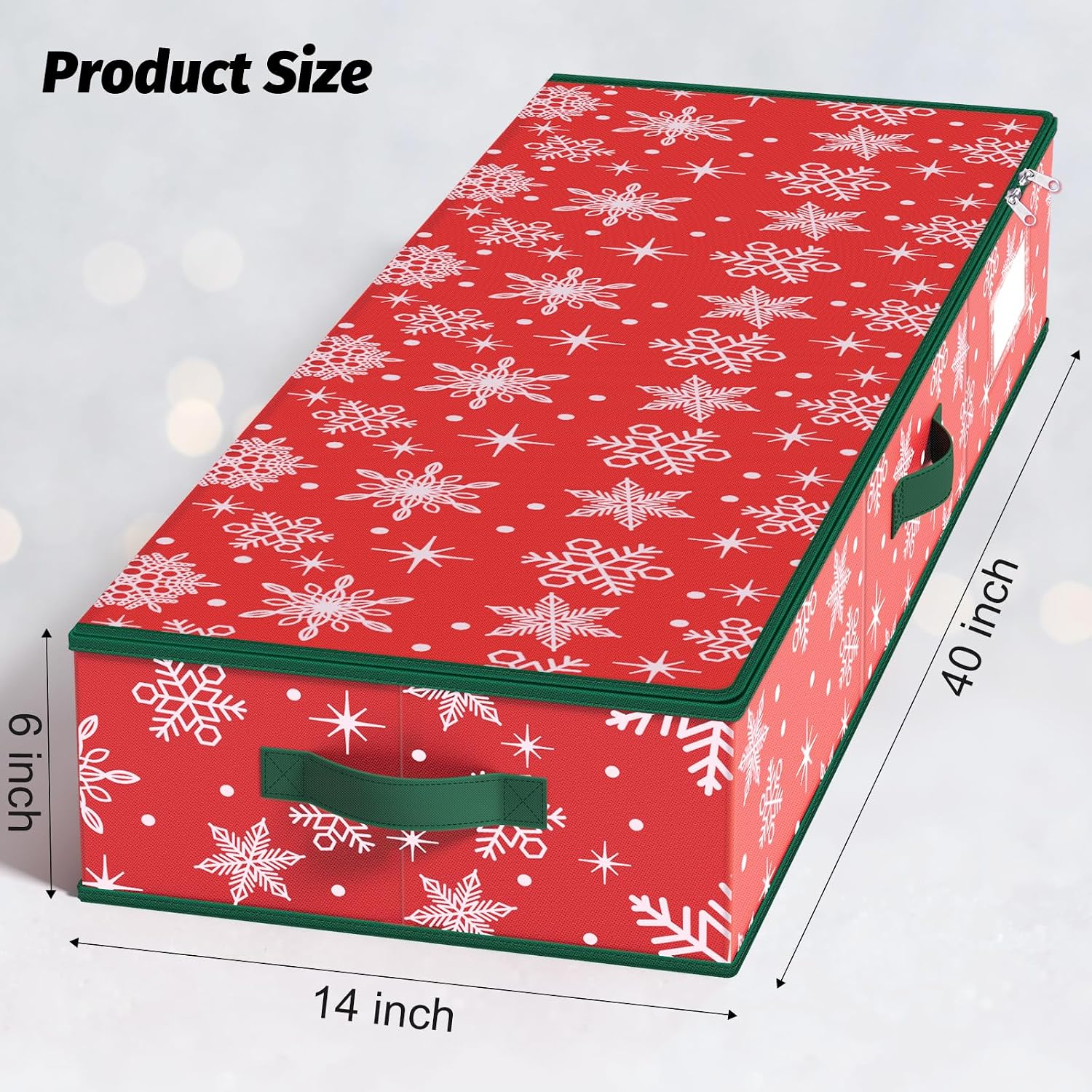StorageRight Wrapping Paper Organizer Storage Container, Christmas Gift Wrapping Paper Storage Box for Paper Ornaments，Paper Storage Holder for Holiday Decoration Snowflake/Red