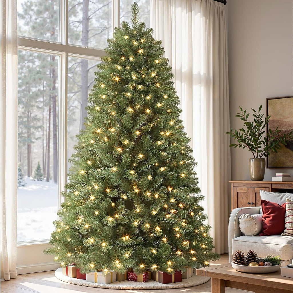 shareconn 7ft prelit artificial classic spruce christmas tree showing dimensions