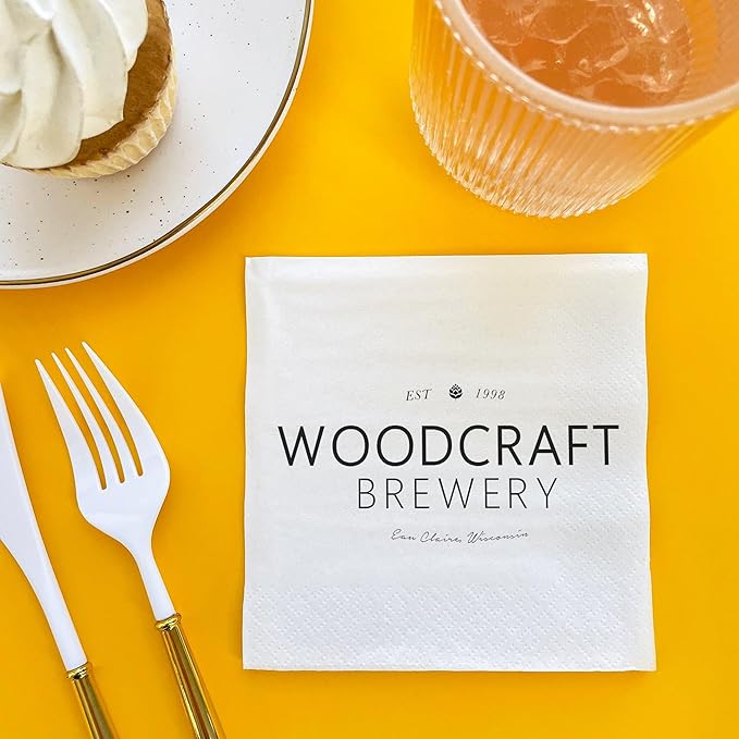 Big Dot of Happiness Custom Logo Party Napkins, Personalized Corporate Branded Business Decor, Your Logo Here White 3-Ply Paper Beverage Napkins - 50 Count