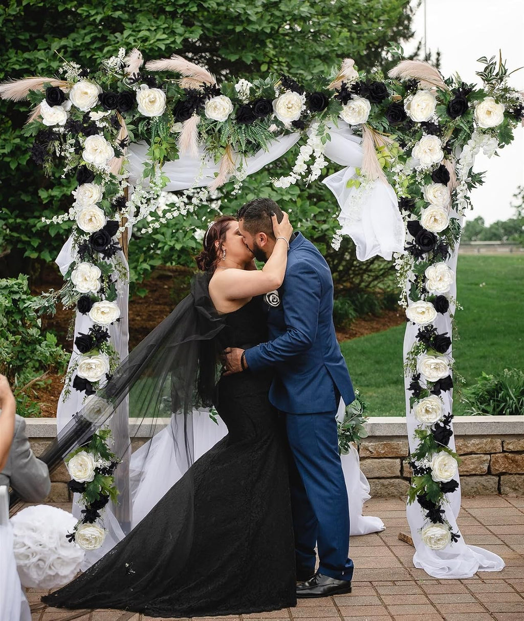 artificial peony flower garland - 6ft silk peony, side view