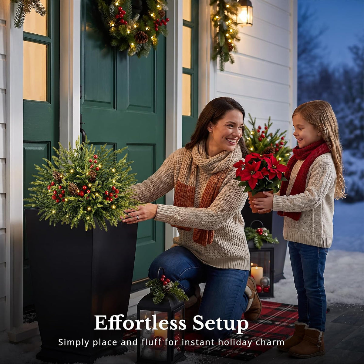 25.5 inch outdoor lighted christmas trees, yard holiday shown in use