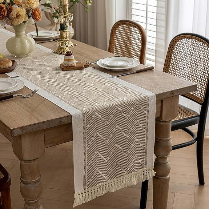 Table Runners 119 Inches,Waterproof Boho Table Runner with Tassel Fringe,Table Runner for Party Coffee Table
