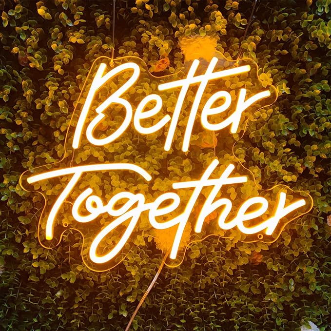 Better Together Neon Sign Better Together Wall Decor, Wedding Neon Sign Light up Wedding Sign for Wedding Banquet Couple Party Bedroom Bar Decoration, 11.7"" x 15.7""