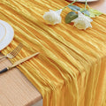 Asee'm Cheesecloth Table Runner 120 Inches Long Gold Boho Gauze Cheese Cloth Runner 10FT Rustic Sheer Fall Table Runners for Thanksgiving Christmas Wedding Party Baby Shower Decoration