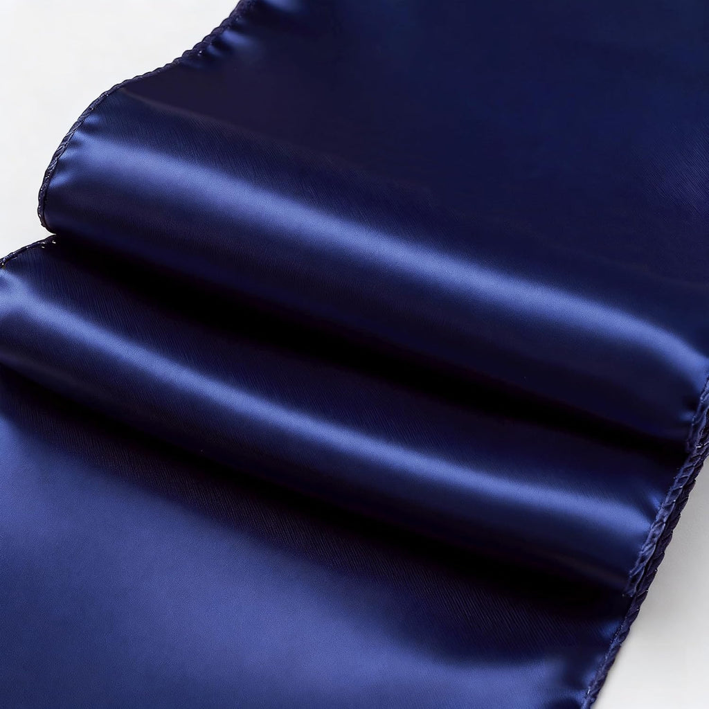 Pack of 50 Satin Navy Blue Chair Bows Sashes 7 X 108 Inch Universal Navy Chairs Ribbons for Wedding Anniversary Ceremony Birthday Party Engagement Banquet Restaurant Event Decorations