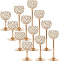 Gold Crystal Candle Holders Candlestick Holders - 4 Sets Tall Bling Bowl Candelabra Centerpieces for Dining Table, Wedding, Party & Fireplace Mantel Decor,12Pcs