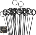 Hotop 30 Pcs Floral Card Holder Pick Metal Wire Flower Place Card Stick 13.4 in Picture Photo Memo Holder Round Floral Gift Stick Clip for Centerpiece Table Wedding Baby Shower Party Favor (Black)