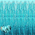 4 Pack Fringe Curtain Backdrop, 3.2Ft x 6.6Ft Blue Metallic Tinsel Foil Fringe Streamers Background for Photo Booth Birthday Wedding Baby Shower Easter Pool Ocean Underwater Party Decorations