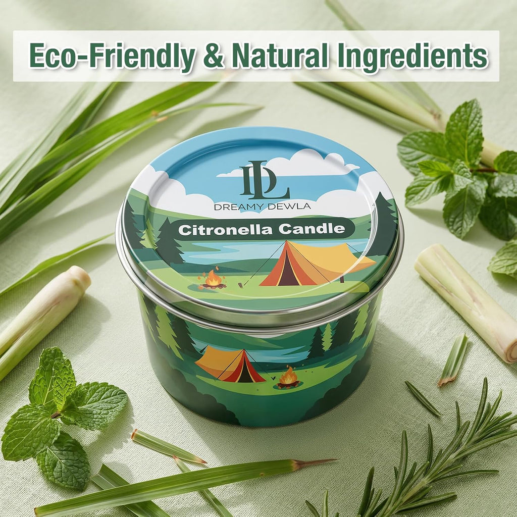 Citronella Candle for Outdoor 3 Pack, 2.2oz Mini Citronella Scented Candles for Outdoor Camping, Natural Soy Wax with Essential Oils, Portable Tin for Patio Backyard Hiking