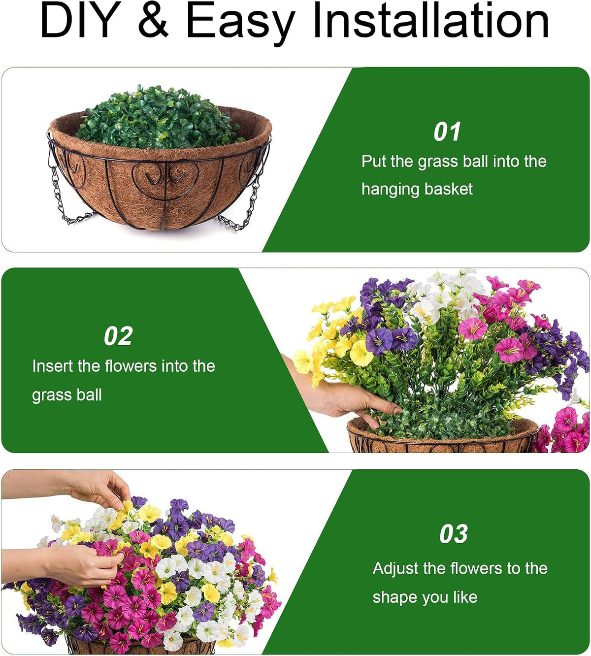Ivydale 2 Set Artificial Fake Hanging Flowers Plants Baskets for Outdoors Out...