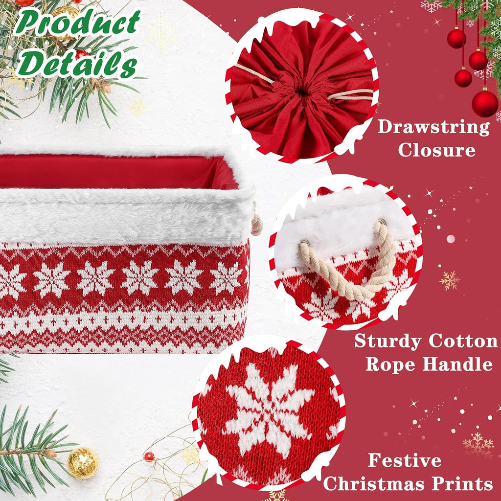 Christmas Basket Large Empty Christmas Baskets Red Christma Gift Baskets with Handles Holiday Storage for Gifts Holiday Decor for Baby/Kids/Nursery Room