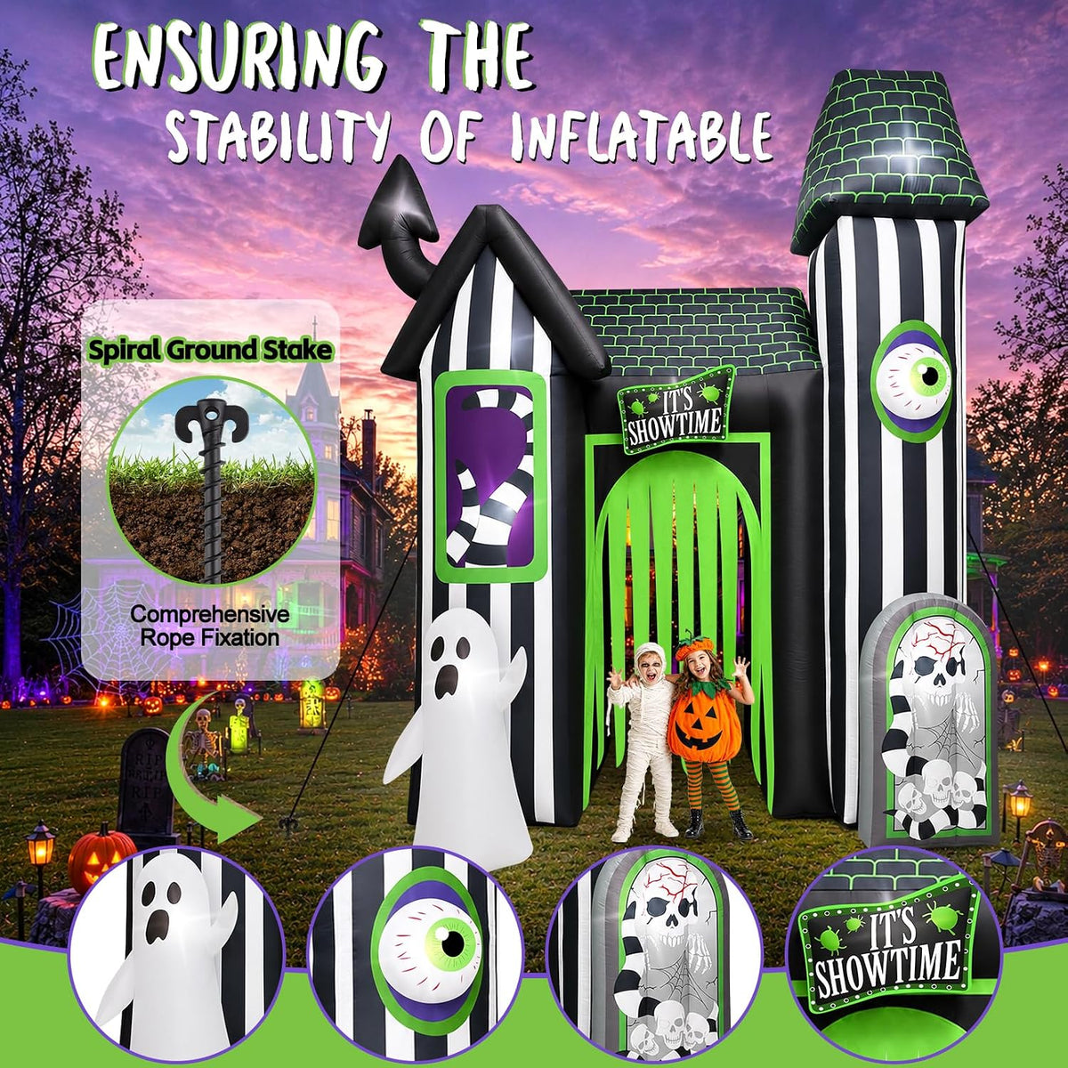 Kalolary 12FT Halloween Inflatable Arch Giant Haunted House Inflatable Tunnel