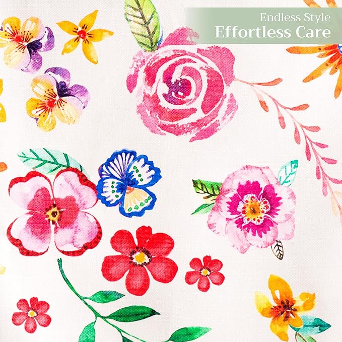 Maison d' Hermine Table Runner 100% Cotton Single Layer Table Runners 108 inches Long Decorative for Home Dining Party Wedding Bridal Shower Spring Summer (Happy Florals - Sweety, 14.50" x 108")