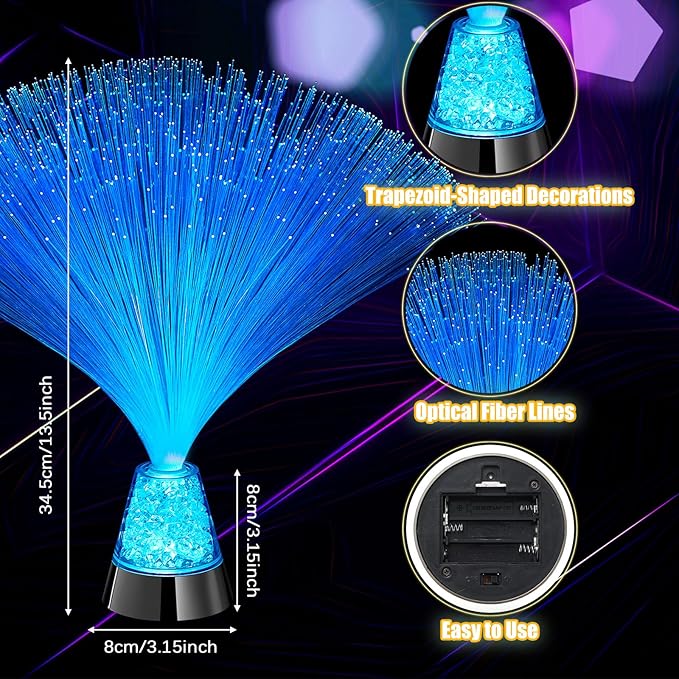 Patelai 10 Pcs LED Fiber Optic Lamp Color Changing Fiber Optic Night Light with Multicolor Glow Decorative Table Centerpiece for Sensory Bedroom Halloween Party Holiday Decorations (Novel,Blue)