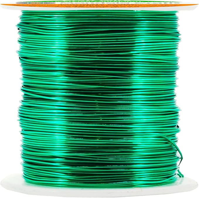 Mandala Crafts 22 Gauge Anodized Aluminum Craft Wire for Jewelry Making - 100 FT Colored Flexible Kelly Green Wire - Bendable for Bonsai Armature Crafting Sculpting