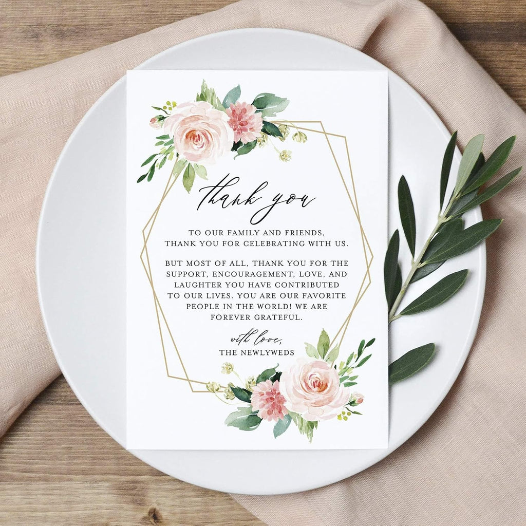 4"x6" 50 Pieces Thank You Place Cards, Table Place Setting Cards for Weddings, Receptions, Rehearsals, Dinner Parties, Events and Celebrations, Wedding Must Haves for Reception, Wedding Favors for