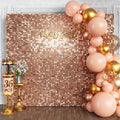 Qcity Rose Gold Shimmer Wall Backdrop 36PCS, Black Back Not See-Through Design, Square Sequin Glitter Backdrop Panel, Perfect for Outdoor Events, Birthdays, Wedding and Party Decoration