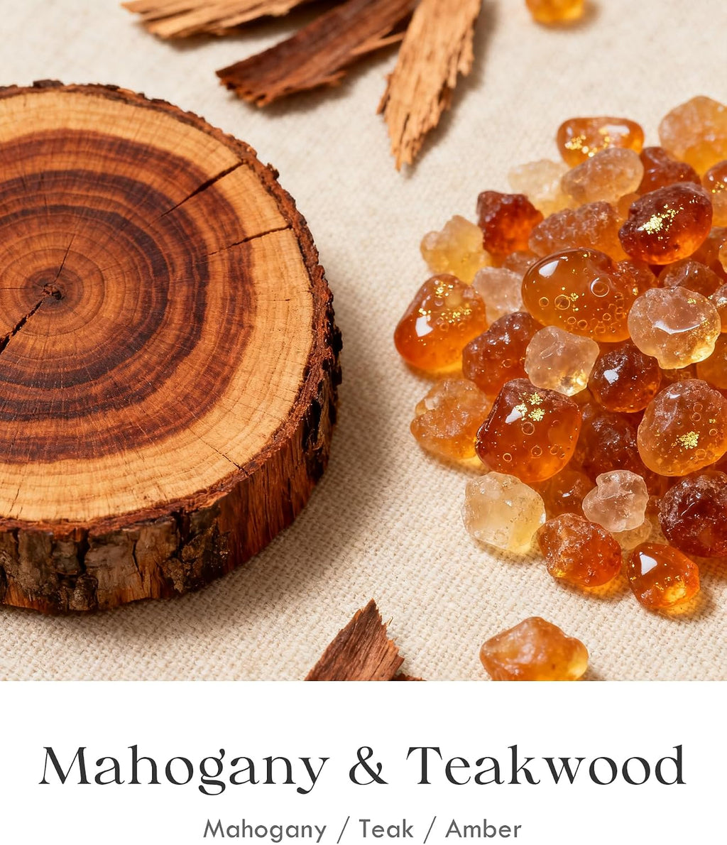 AOOVOO Mahogany Teakwood Candles for Men - 3 Wick 12oz Large Scented Candle, Long Lasting Soy Candles for Home Scented, Strong Fragranced Masculine Black Candle Gift for Father Day, Women & Men