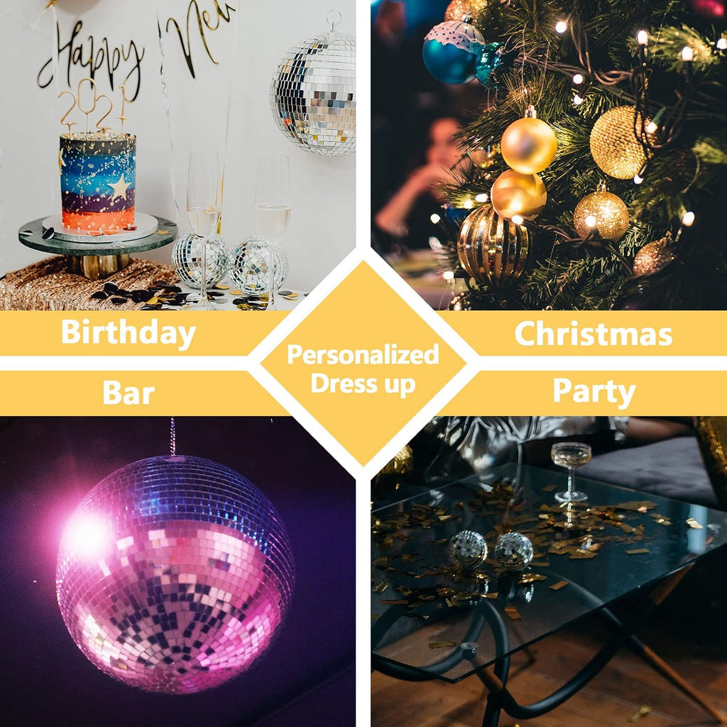 30Pcs Small Mirror Disco Ball 3cm 1.18in Diameter, Christmas Ball Ornaments, Cake Party Stage Decoration Ball, Disco Mirror Reflective Ball (Silver)