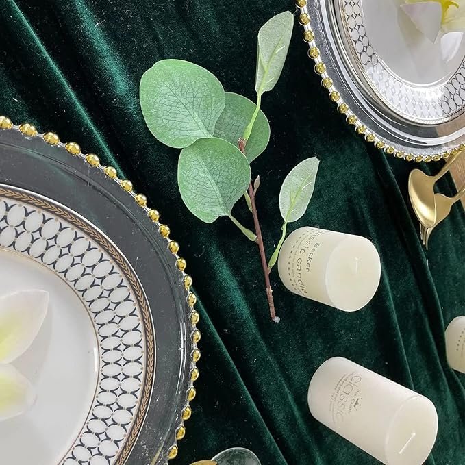 Luxurious Velvet Table Runner, 10ft Wedding Reception Decorations, 20x120inch Soft Velvet Fabric, Table Linen Overlay, Wedding Table Runners (Emerald Green, 20X120inch, 2pack)