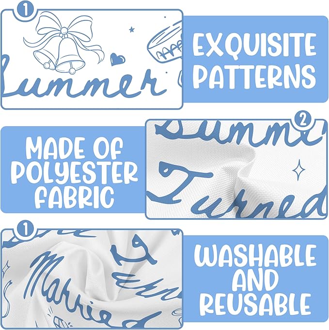 The Summer She Turned Married Backdrop - Beach Wedding Party Decorations - Bridal Shower Bachelorette Party Background Blue