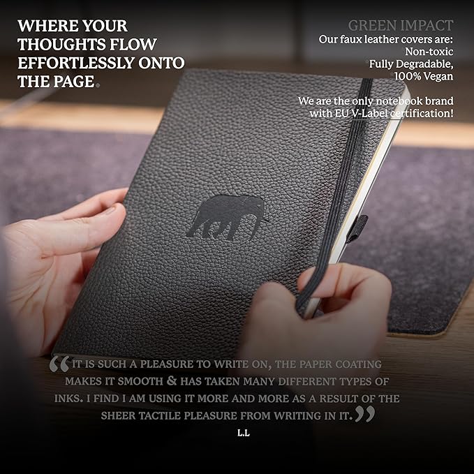 Dingbats* Wildlife Lined Writing Journal Notebook A5 - Vegan Leather Hardcover - Ideal for Work, Travel - Pocket, Elastic Closure, & Bookmark
